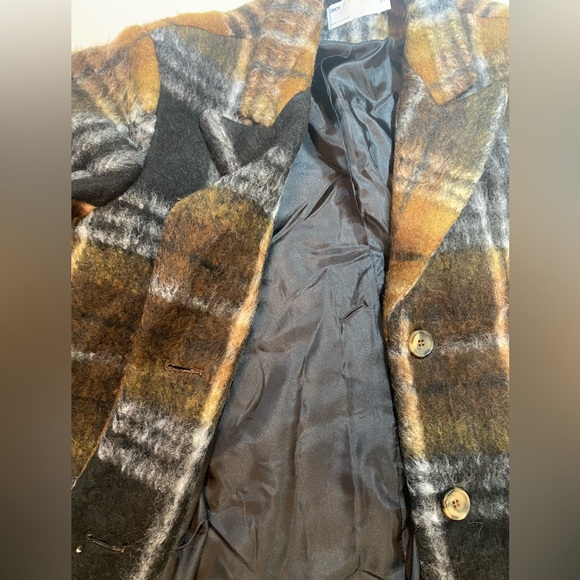 ASOS DESIGN smart dad wool mix coat in brushed check in brown. Size 4 - Picture 6 of 9